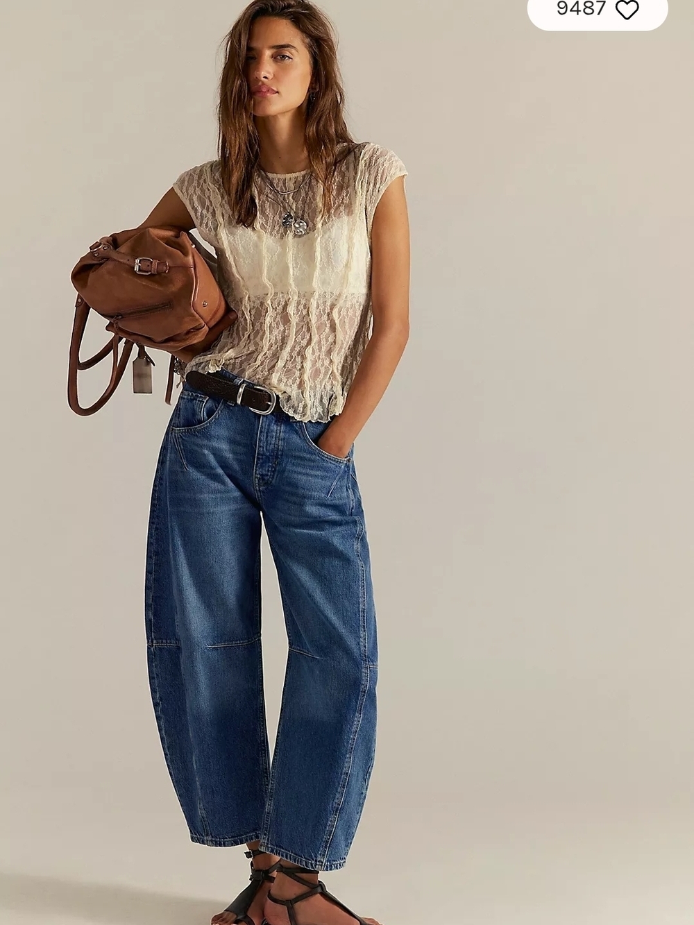 Free People Indigo Wide-Leg Denim Jeans